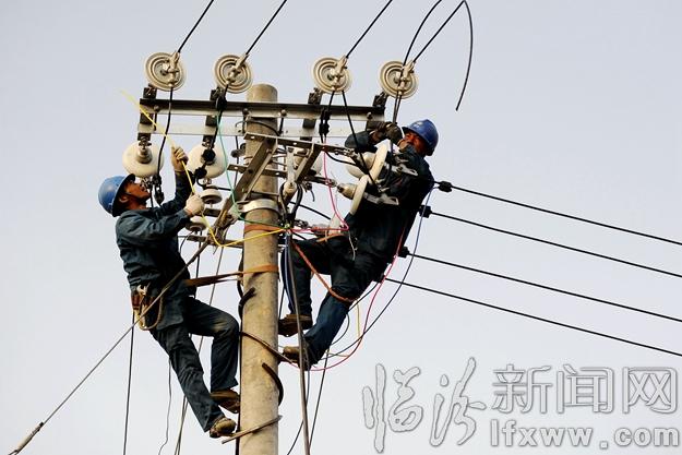 網(wǎng)改員工架設(shè)低壓線路.jpg